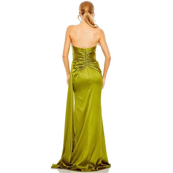 Mac Duggal 2211 - Ruched Satin Classic Prom Gown with Slit - 4 - Picture 2 of 3